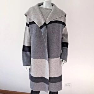 Vince Gray & Light Gray Oversized Shawl Collar Knit Coatigan